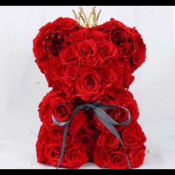 Luxurious REAL ! Rose Bear made with Preserved Real Roses - Picture 4 of 10